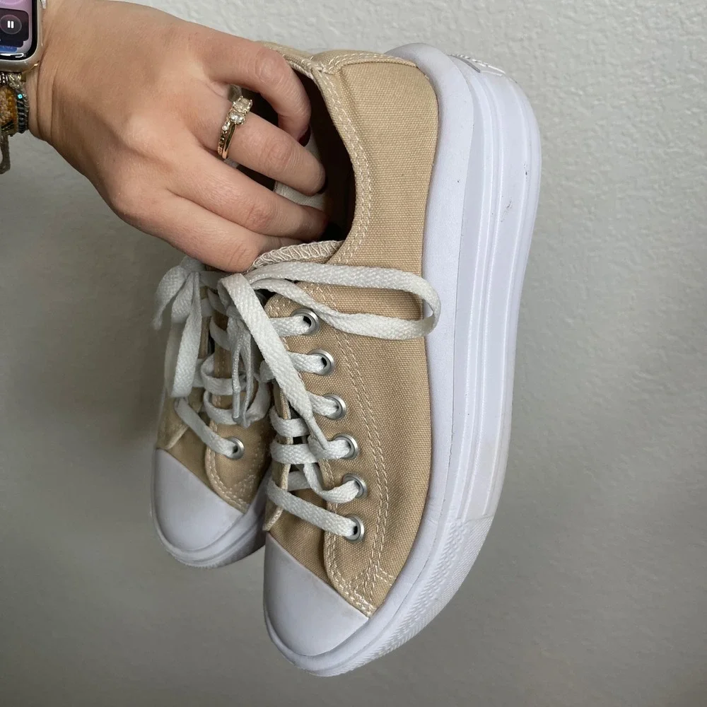 Converse Chuck Taylor All Star Move Platform Sneakers Beige Womens 7 - Picture 5 of 6